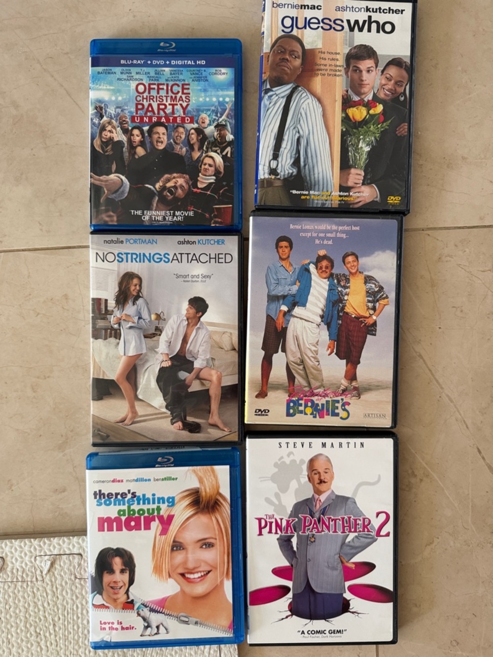 Lot of 7 Comedy DVDs & Blu-rays - Assorted Covers (Pink, Blue, White, Black)
